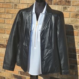 Vintage Black Leather Jacket Women's Size Large